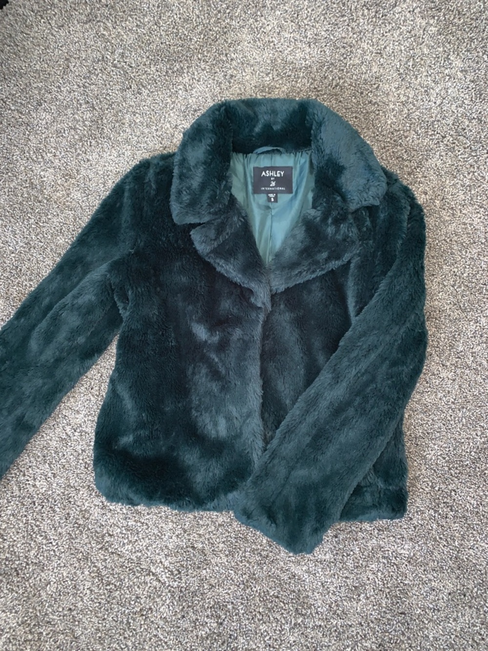 Ashley By 26 International Dark Green Faux Fur Teddy Jacket
